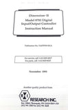 Research Inc. Dimension II Model 8781 Digital I/O Controller Instruction Manual