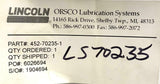Lincoln 452-70235-1 Valve