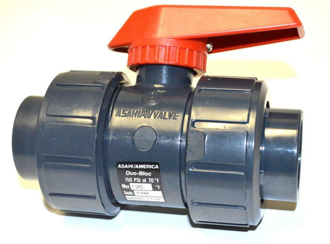 NEW ASAHI AMERICA 98A01711F TRUE UNION DUO-BLOC PVC BALL VALVE 1.25"