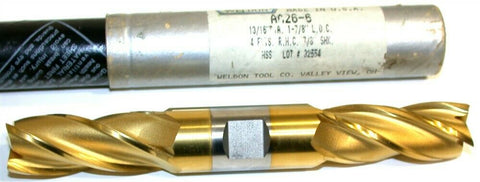Weldon 13/16" 7/8" Shank 4 Flute Tin Coat HSS Double End Mill AA26-6 New