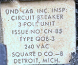 Square D QOB315 3 Pole Circuit Breaker 15A 240VAC 3 Phase Bolt-On Mount