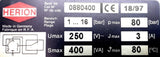 Herion 0880400 Pressure Switch Umax 250V pmax 80psi Jmax 3A Smax 400Va 80°C Max