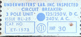 Lot of (2) ITE Siemens ET1573 3-Pole Circuit Breaker 30A 240VAC ET-1573