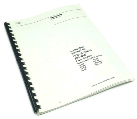 Sorenson DCR-B Series 500W Power Supply Instruction Manual