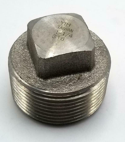 YIH 1-1/14 Square Head Pipe Plug Stainless Steel 1-1/4" (10 Available)