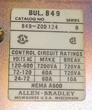 Allen Bradley  849-Z0D 124  Pneumatic Timing Relay 120 VAC Series B NEMA A600