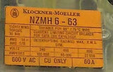 New Klockner Moeller  NZM6-63  3-Pole Circuit Breaker 600 VAC 60 Amp