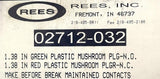 Rees 02712-032 1.38" Red / Green Plastic Mushroom Head Plunger Push Button NO NC