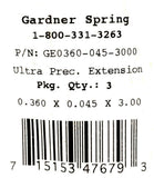 New Gardner Spring GE0360-045-3000 Ultra Prec. Ext. Springs 0.360 X 0.045 X 3.0