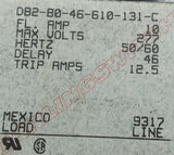 Carlingswitch DB2-B0-46-610-131-C 2 Pole Circuit Breaker 10A 277VAC 50/60HZ