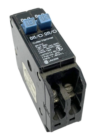 Cutler-Hammer BR1515 2-Pole Twin Circuit  Breaker 15/15A 120/240V 1 Phase PlugIn