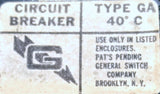 General Switch GA120 1 Pole Circuit Breaker 20A 120/240VAC