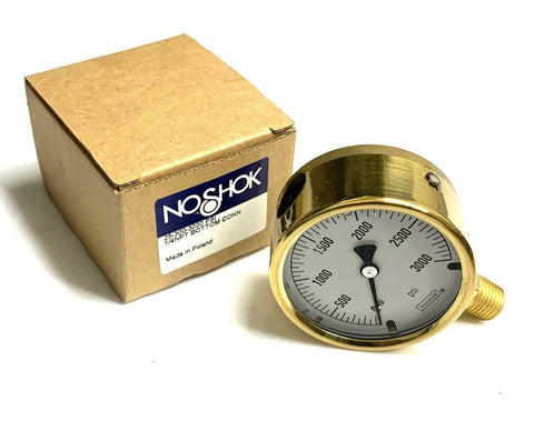 NoShok 25-300-3000 Liquid Filled Pressure Gauge 3000 PSI 1/4" NPT Bottom Mount