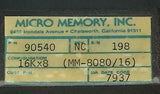 Micro Memory Inc.  90540  MM-8080/16 Memory Circuit Board 16KX8