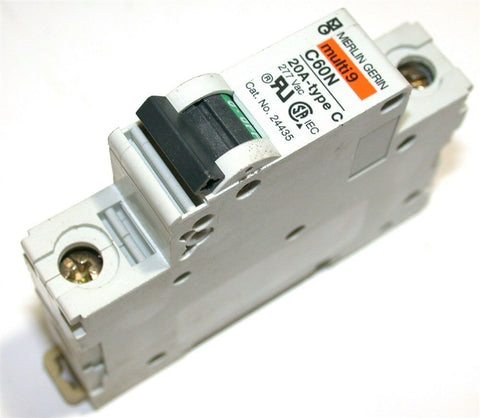 UP TO 2 MERLIN GERIN MULTI 9 C60 20 AMP C CURVE 277V 1P CIRCUIT BREAKERS 24435