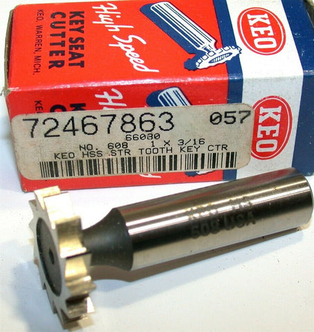 KEO 1" Diameter 1/2" shank 12 Teeth Straight Tooth Keyseat Cutter 72467863 New