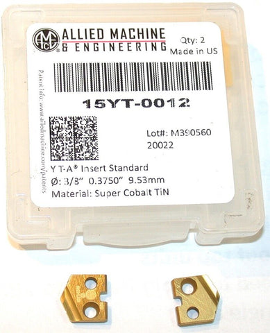 2 Allied Machine Original T-A 3/8" Carbide Spade Drilling Insert 15YT-0012