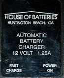 HOUSE OF BATTERIES AUTOMATIC BATTERY CHARGER 12 VOLTS @ 1.25 AMPS