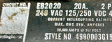 Westinghouse EB2020 2 Pole Circuit Breaker 240VAC 20A 125/250VDC