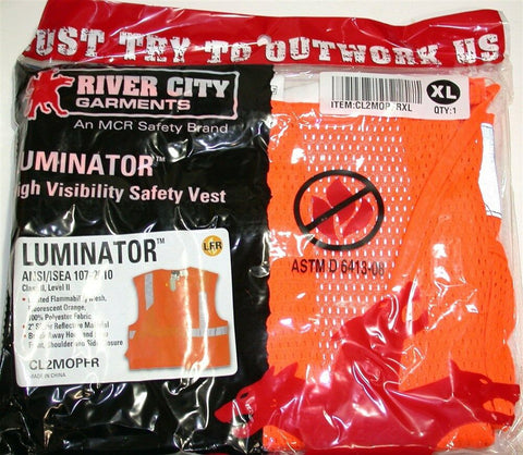 UP TO 6 NEW MCR CLASS 2 BREAK AWAY ORANGE XL SAFETY VESTS CL2MOPFR