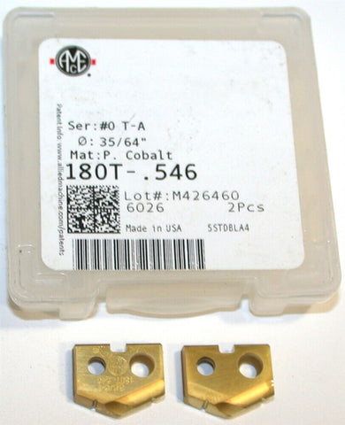 2 Allied Machine Original T-A 35/64" (.546") Spade Drilling Insert 180T-.546
