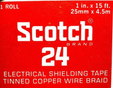 3M Scotch Brand 24 Electrical Shielding Tape Tinned Copper Wire Braid 1" X 15'