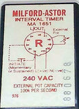 New Milford-Astor  MA 1651  Interval Timer 240 VAC 11-Pin NO KNOB
