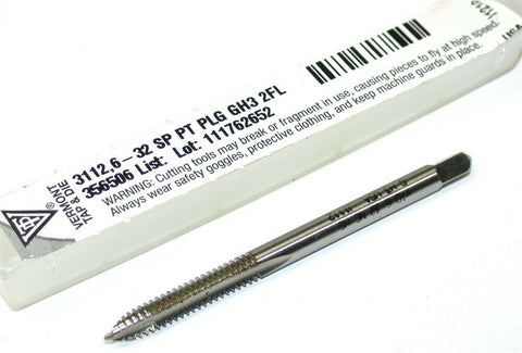 Up to 3 New Vermont 6-32 SP PT GH3 2 flute plug Taps 356506