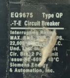 Siemens ITE Q2100 2 Pole Circuit Breaker 100A 120/240VAC Plug In Mount