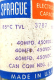 Sprague TVL-3787 Electrolytic Capacitor 85°C 185°F 40MFD 450VDC 6752
