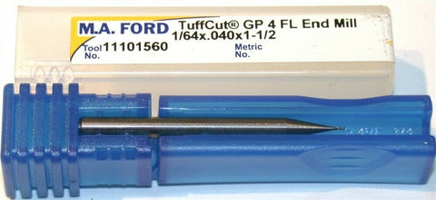 MA Ford 4-Flute Carbide 1/64" Diameter End Mill 11101560 New