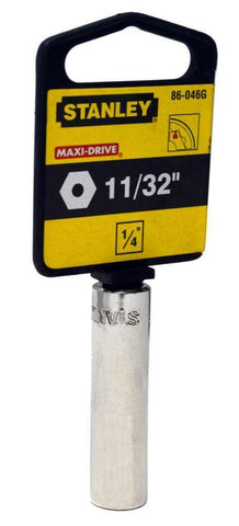 NEW STANLEY 86-046G MAXI-DRIVE 1/4" DRIVE 6 POINT DEEP SOCKET 11/32"