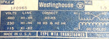 Westinghouse 1F0965 Control Transformer 230/460V 5.0KVA 55°C Rise 60 Cycle