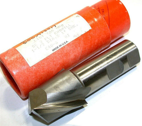 Brubaker 1 1/2" 1" Shank 2 Flute Center Cutting HSS End Mill New
