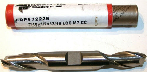 Up to 4 New Brubaker 7/16" Diameter 1/2" Shank 2 Flute HSS End Mill 72226