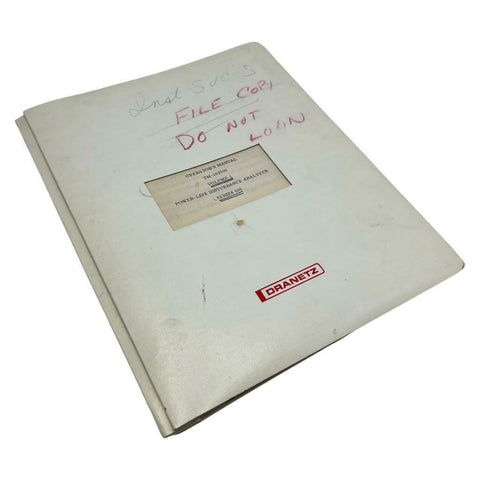 Dranetz TM-102700 Series 606 Power-Line Disturbance Analyzer Operator's Manual