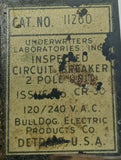 Bulldog 11260 2 Pole Pushmatic Circuit Breaker 120/240VAC