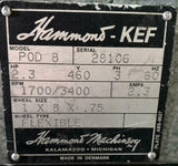 Hammond Kalamazoo POD-8 Grinder 2.3 HP 460 Volts 3 Phase 1700/3400 RPM 1X8X.75