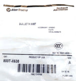 Allen-Bradley 800T-X638 Local-Remote Legend Plate Switch Accessory