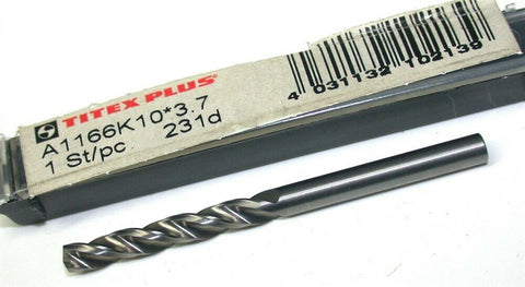 Up to 4 New Titex Plus 3.7mm 3-flute Solid Carbide Drills A1166K10-3.7