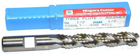 Niagara Cutter 1/2" Diameter 3 Flute Roughing Extra Long End Mill 75317 New