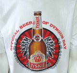 Anvil Men's Tyskie Official Beer Of Dyngus Day Graphic White Shirt Size Large