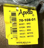 Apollo Conbraco 70-108-01 2" Threaded End Brass Ball Valve 1-1/2" Port 600 PSIG