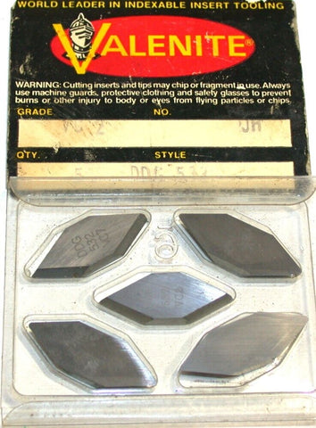 Lot of 5 New Valenite Indexable Carbide Inserts DDG 532 VC7