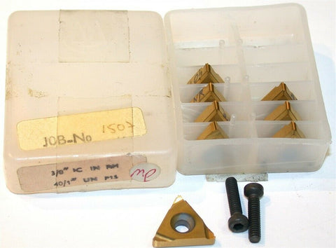 Lot of 8 New Screwed Down Indexable Tin Coated 40NR Carbide Threading Inserts