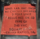 Square D QI3100 3 Pole Circuit Breaker 100A 240VAC