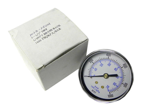 BRAND NEW 2-1/2" PRESSURE GAUGE 0-1000 PSI / KPA / BAR 1/4" NPT (5 AVAILABLE)