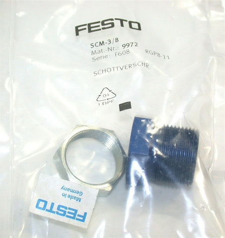 Up to 10 New Festo SCM-3/8 Bulkhead connectors 9972