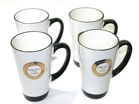 Set of 4 - 2005 PGA Gold Imprint BALTUSROL 16 OZ Black Coffee Mug Set Golf
