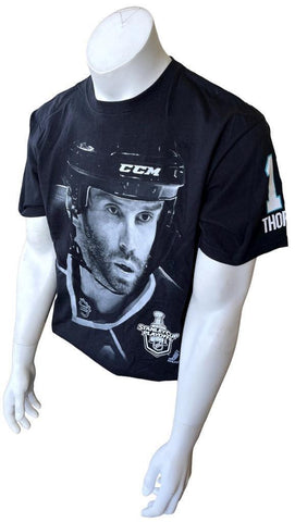 Anvil Men's Joe Thornton San Jose Sharks NHL Graphic Black Shirt Size Large